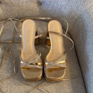 Women's Lace Up Platform Heels Rhinestone High Strappy Chunky Sandal